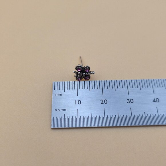 Sterling Silver Butterfly Crystal Stud Earrings A5768 - Picture 5 of 6